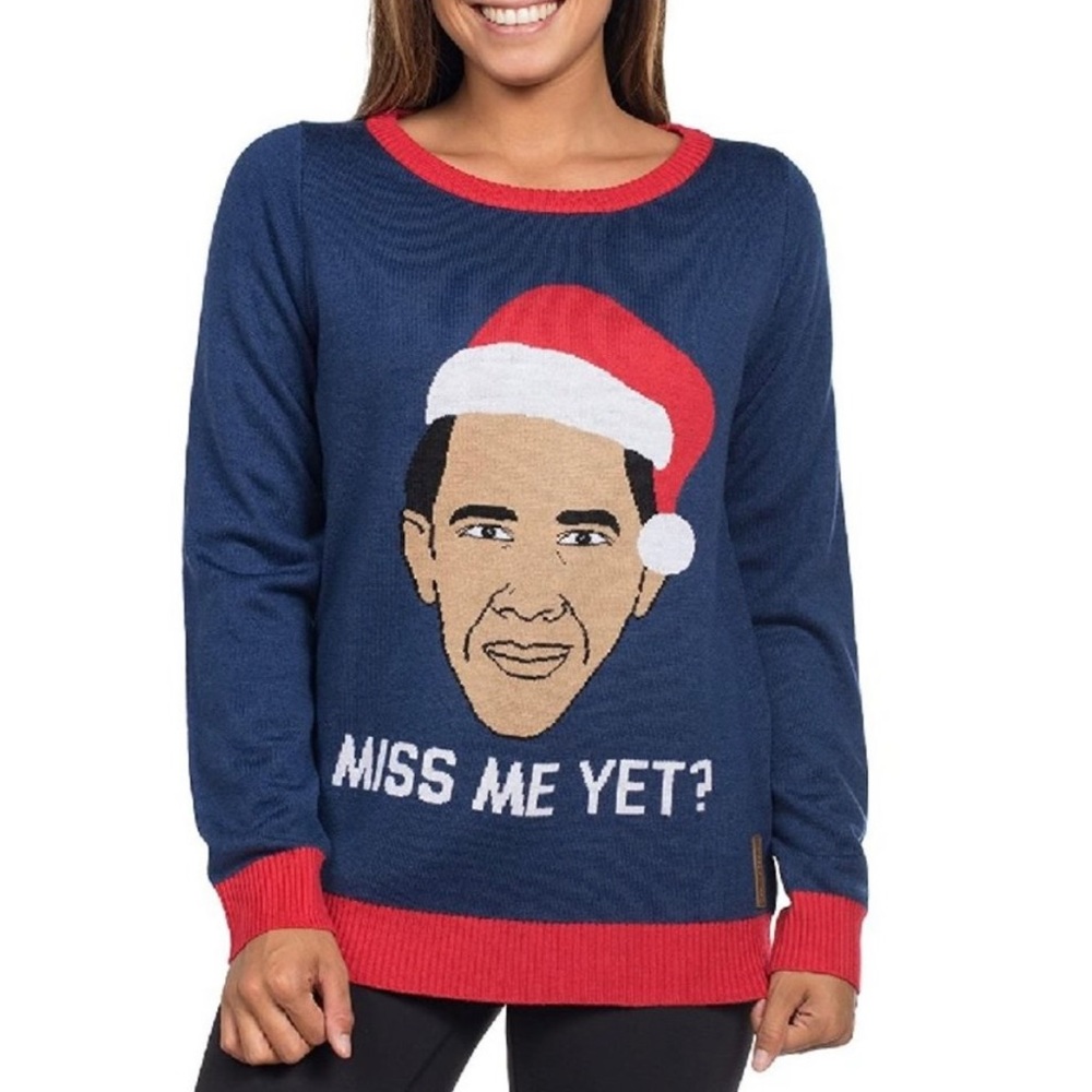 Tipsy Elves Obama Miss Met Yet? Christmas Sweater NWT Sz S